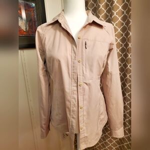 Columbia Quick Dry Button-Up Outdoor Shirt Size S, Beige/Sand Color